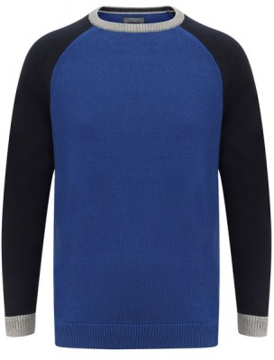 Photo of Tokyo Laundry - Mens Moffatt Raglan Sleeve Cotton Knit Jumper In Mazarine Blue