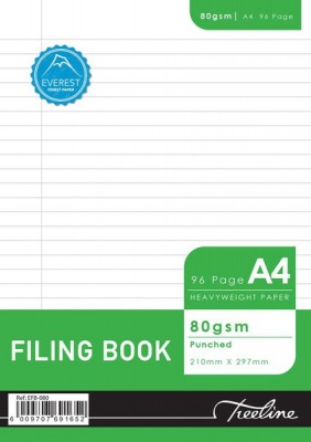 Photo of Treeline A4 96pg Filing Book Punched - 80gsm - Pack of 5