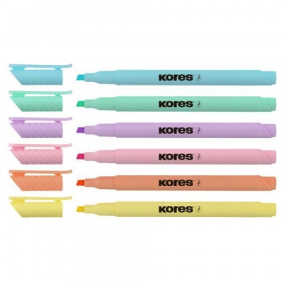Photo of Kores High Liner Pastel Set of 6 Mixed Colour Highlighter Pens
