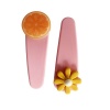 Cute Girl Plastic Hair Clip with Orange and Flower - Pink Photo