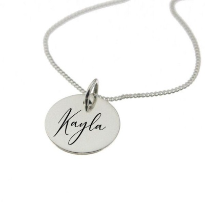 Photo of Personalised Jewellery by Swish Silver ""Kayla" Personalised Engraved Necklace in Sterling Silver"