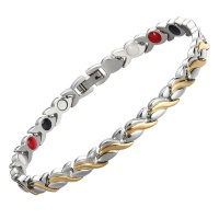 Magnetic Stainless Steel Therapy Bracelet Gold and Silver Woman