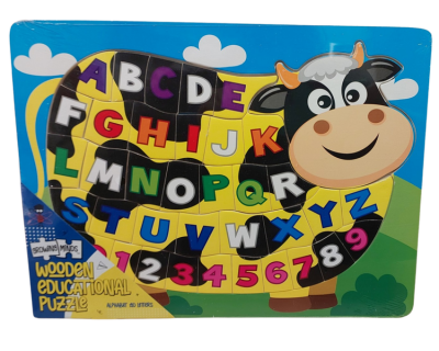 Growing Minds ABC 123 Wooden Educational Cow Puzzle