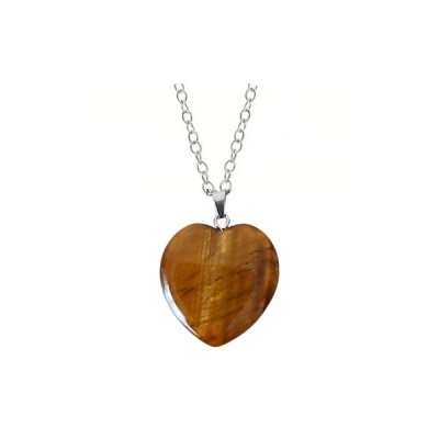 Tigers Eye Gemstone Heart Pendant Necklace