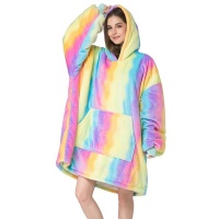 Over sized Rainbow Fleece Hoodie One Size