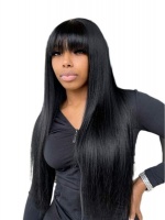 26 Black Long Straight Fringe Wig With Bangs