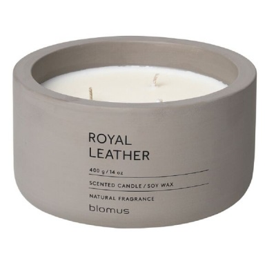 Photo of blomus Scented Candle: Royal Leather in Grey Concrete Container Fraga 13cm