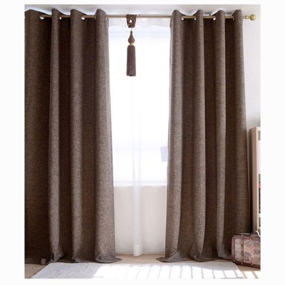 Photo of Matoc Readymade Curtain 285cmWx221cmH -Textured -Eyelet -SelfLined -Brown