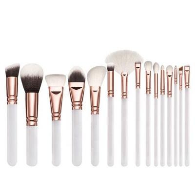Photo of GreenLeaf White Makeup Brush Set 15 Piece with Cosmetic Bag