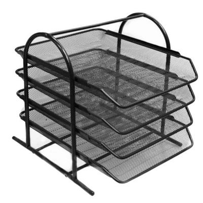 4 Tier Stackable Metal Mesh File Holder Stand Organizer Document Tray