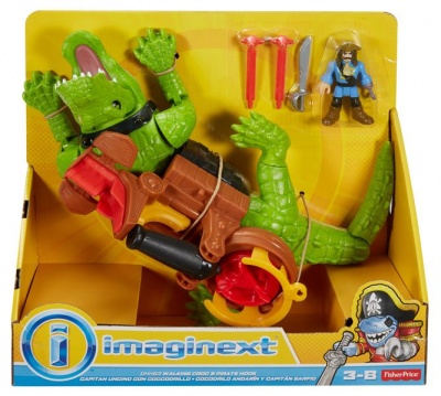 Photo of Mattel Imaginext Walking Croc & Pirate Hook playset with a Cannon