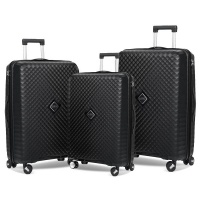3 Piece Hard Outer Shell Luggage Set Black