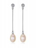 Rhinestone Inlaid Dangling Natural Pearl 925 Sterling Silver Earrings