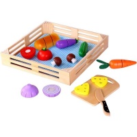 TookyToy Wooden Cutting Vegetables Pretend Play Set
