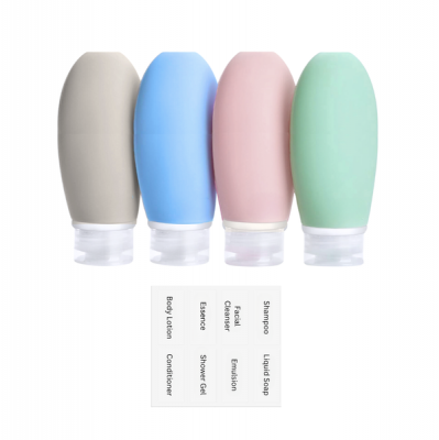 Leak Proof Silicone Travel Bottle Set with Labels Carry Bag