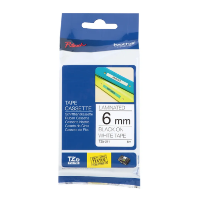 Brother P Touch Laminated Labelling Tape Black on White