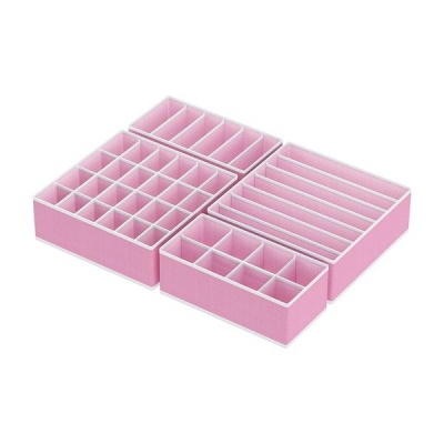 Pract Pack Underwear Drawer Organizer Storage Compartment Pink 4 Piece Set