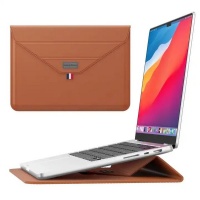 Faux Leather Laptop Sleeve with Foldable Stand 15