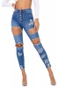I Saw it First - Ladies Mid Wash Distressed 5 Button Skinny Jeans Photo