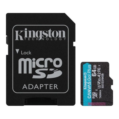 Kingston 64GB microSDXC Canvas Go Plus 170R A2 U3 V30 Card ADP
