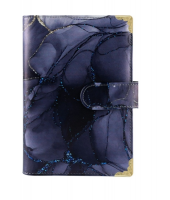 A6 PU Leather Budget Binder Notebook Midnight Blue Marble