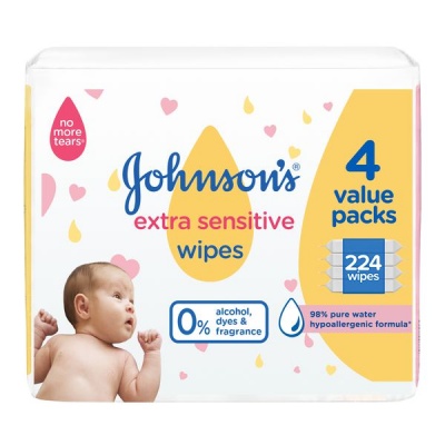 Photo of Johnsons Johnson's Baby Wipes Extra Sensitive 4 Value Pack 244 Wipes