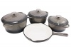 Delicate 7 Piece Cast Iron Dutch Oven Cookware Pot Stout Pan Set Charcoal
