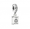 Lucid 925 Silver Charm - Happy Birthday Zircon Pendant - For Charm Bracelet Photo