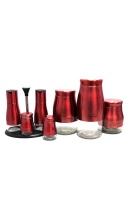 Dream world 8 Piece Glass Canister Storage Spice Jar Shaker Set Red