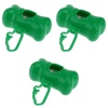 3 x Dog Poop Poo Plastic Bags Holder Set for Pet Walking - Green Photo