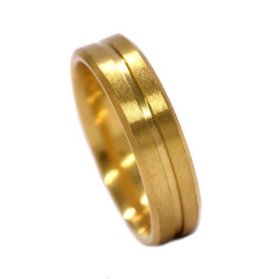 Photo of Xcalibur Matt 6mm Ring With Fine Linear Inlay - Stainless Steel - Gold
