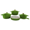7 Piece Authentic Cast Iron Dutch Oven Cookware Pot Set - Green Photo
