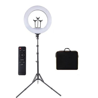 JB LUXX 21 LED Dimmable Ring Light with 3 Phone Holders Tripod Stand