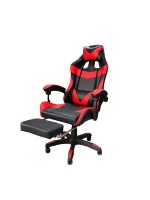 Ergonomic Comfortable Gaming Chair With Leg Rest PU Leather Red Black