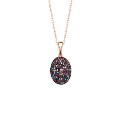 Photo of Zircon Stone Multi-Color Special Design Necklace 925 Sterling Silver