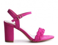 Linzi Passion Ladies Fuchsia Faux Suede Heeled Sandal With Plaited Front Strap