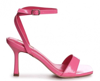 Linzi Hannah Ladies Bubblegum Pink Faux Patent Leather Barely There Stiletto Heels