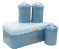 Continental Homeware Two Tone Bread Bin with 3 Piece Canister Set
