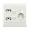 2 New RSA Sockets Schuko with 3 Switches For 4 X 4 Box in White Photo