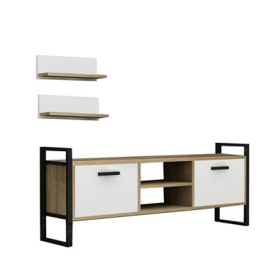 Photo of Decorist Home Gallery Sidre Safire Oak White Marble - TV Stand