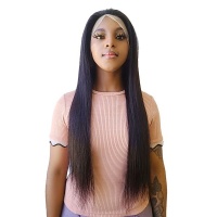 BrazilianPeruvian Virgin Hair Straight Frontal Wig 26 Black