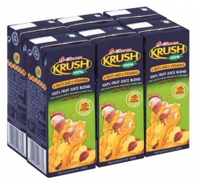 Clover Krush Krush 100 Fruit Juice UHT 6 Fruits 6 Vitamins 6x200ml