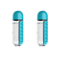 Water Bottles with Daily Pill Organizer 2 Pack
