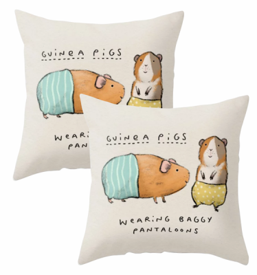 Photo of PepperSt Scatter Cushion Cover Set | Guinea Pigs wearing baggy pantaloons