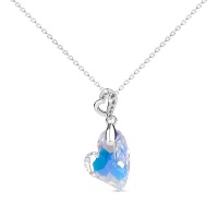 Destiny Amora Aroura Borealis Drop Heart Necklace with Swarovski Crystals