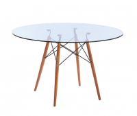 80cm Glass table with wooden legs
