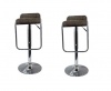 Low Back Leatherette Bar / Kitchen Stools- Set of 2– Brown Colour Photo