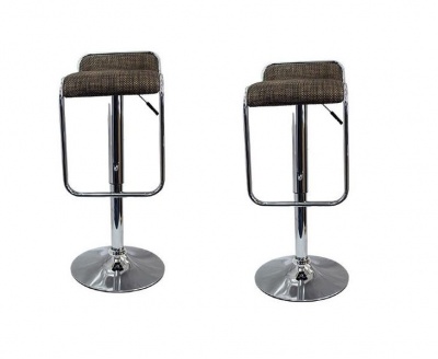 Photo of Low Back Leatherette Bar / Kitchen Stools- Set of 2– Brown Colour