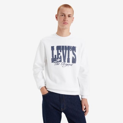 Levis Levis® Mens Standard Fit Graphic Crewneck Sweatshirt Western Logo Crew White