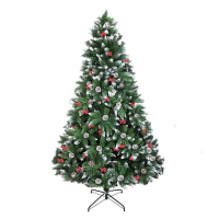 Artificial Frosted Christmas Tree with Red Berries Pine Cones 21m